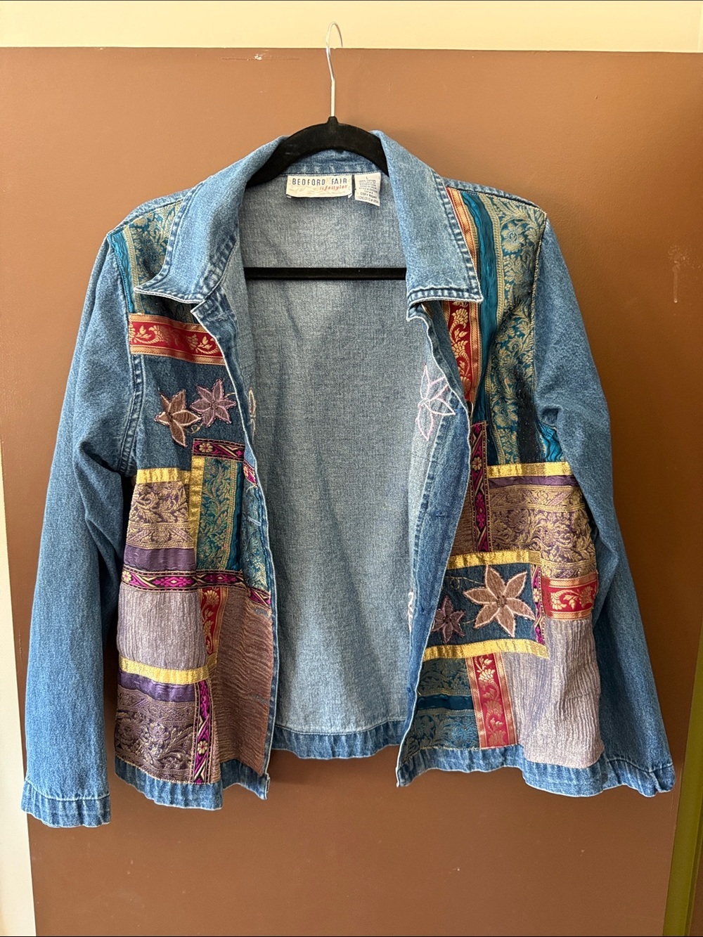 Vintage Bedford Fair Lifestyles Lightweight Embellished Jean Jacket